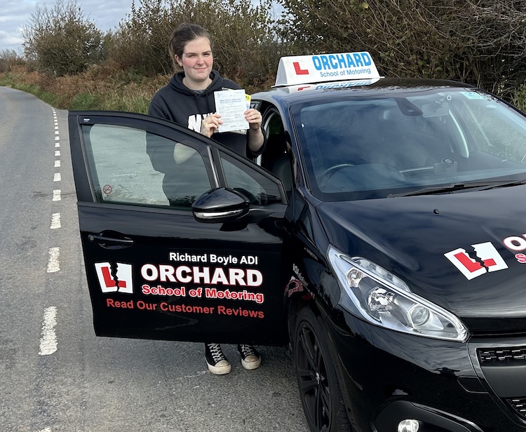 Chloe Allen of St Austell passed her practical driving test with Orchard School of Motoring