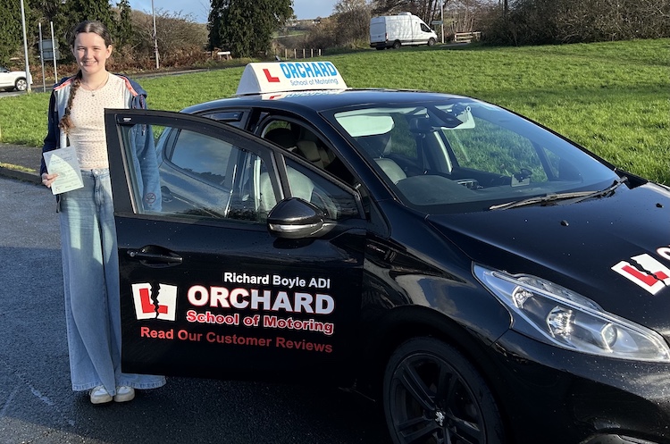 Elissa Jane of St Austell passed her practical driving test with Orchard School of Motoring