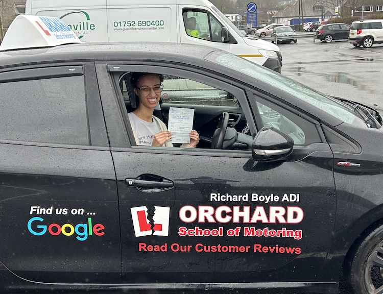 Sapphire Buckley-Keogh of St Austell passed her practical driving test with Orchard School of Motoring