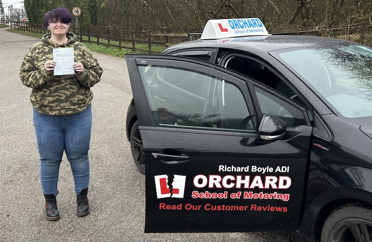 Chloe Bray of St Dennis, St Austell passed her practical driving test with Orchard School of Motoring.