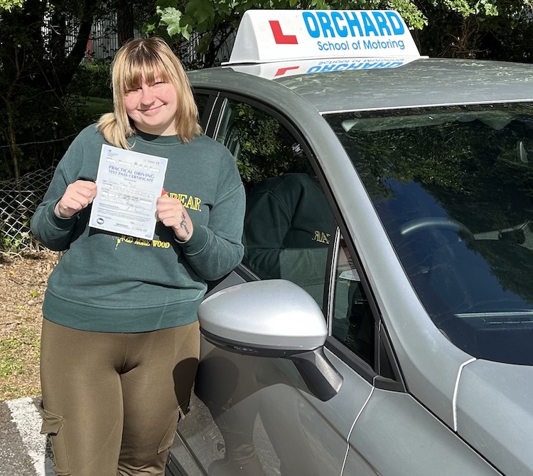 Lauren Job of St Austell passed her practical driving test with Orchard School of Motoring