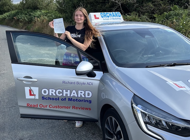 Lauren Wiles of St Austell passed her practical driving test with Orchard School of Motoring