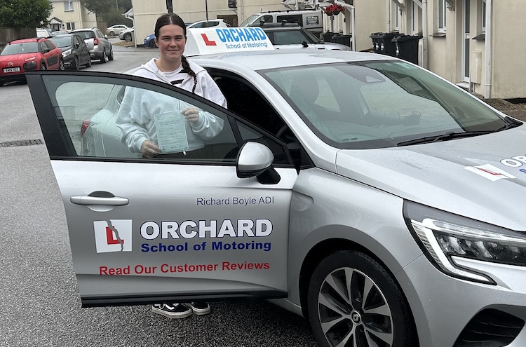 Teri-Ann Burgess of St Austell (Stenalees) passed her practical driving test with Orchard Driving School